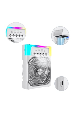 Su Püskürtmeli Mini Klima Fan USB Şarjlı Masaüstü Soğutucu RGB Işıklı