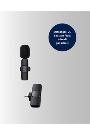 iPhone İçin Çift Mikrofonlu Telsiz Yaka Mikrofonu 360 Derece HD Ses
