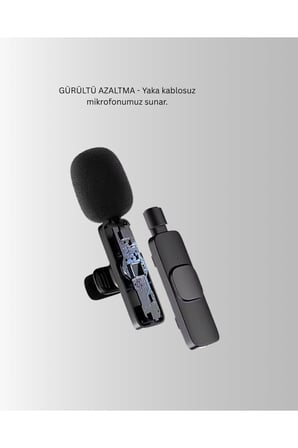 iPhone İçin Çift Mikrofonlu Telsiz Yaka Mikrofonu 360 Derece HD Ses