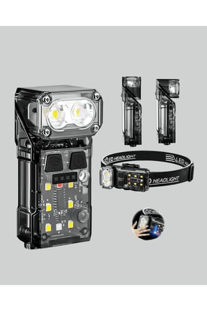 3 Fonksiyonlu LED Far El Feneri Çalışma Lambası Uzun Pil Ömürlü Yeni Nesil