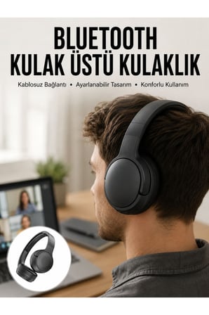 Kablosuz Bluetooth Kulaklık Kulak Üstü Ayarlanabilir Uzun Ömürlü Yeni Nesil