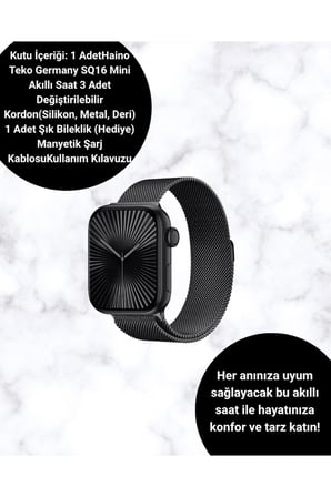 Mini Series 10 Akıllı Saat | 3 Kordon + Bileklik Hediyeli, Tüm Telefonlarla Uyumlu