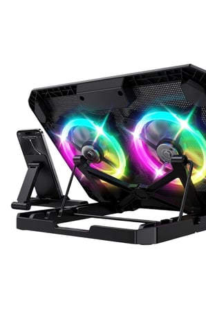 RGB Işıklı Laptop Soğutucu Stand Çift Fanlı Sessiz Çalışan Ayarlanabilir