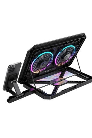 RGB Işıklı Laptop Soğutucu Stand Çift Fanlı Sessiz Çalışan Ayarlanabilir