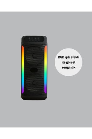 RGB Işıklı Çift Hoparlörlü Taşınabilir Bluetooth Speaker ve Mikrofon Yeni Nesil