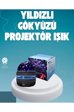 Döner Galaxy Projektör Gece Lambası – Ay ve Yıldız Işıklı Atmosfer Lamba, USB Bağlantılı