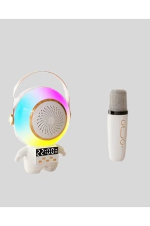 Astronot Tasarımlı Bluetooth Speaker ve Kablosuz Mikrofon Karaoke Seti