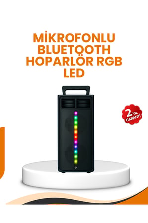Bluetooth Işıklı Hoparlör – 2x5W Güç | USB + TF Kart + FM Radyo | Siyah Renk