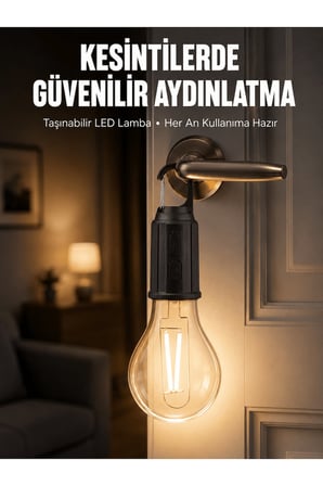 Şarjlı Aydınlatma Ampul Tasarımlı Ambians Işık Askılı Kamp Lambası