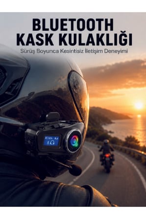 LCD Ekranlı Bluetooth Kask Kulaklığı FM Radyo ve SD Kart Girişli