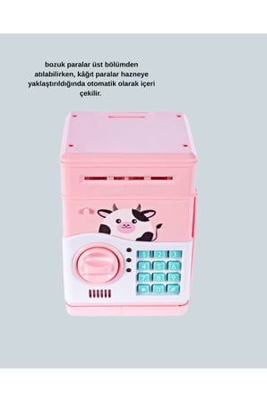 Pembe Elektronik Şifreli Otomatik Para Çeken ATM Kumbarası