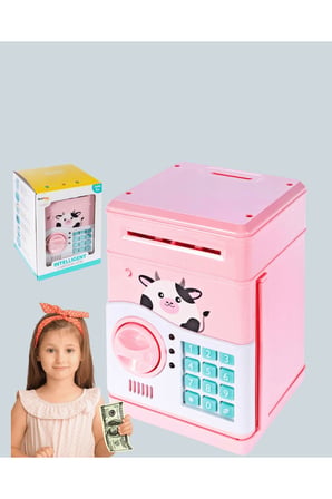 Pembe Elektronik Şifreli Otomatik Para Çeken ATM Kumbarası