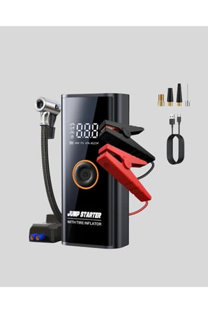 Çok Fonksiyonlu Araç Yol Yardım Kiti Jump Starter ve Lastik Pompası Yeni Nesil
