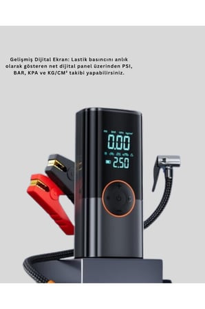 Çok Fonksiyonlu Araç Yol Yardım Kiti Jump Starter ve Lastik Pompası Yeni Nesil