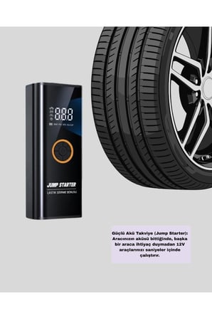 Çok Fonksiyonlu Araç Yol Yardım Kiti Jump Starter ve Lastik Pompası Yeni Nesil