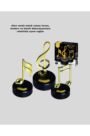 Altın Nota Figürlü Dönen Müzik Kutusu Dekoratif Music Box Yeni Nesil