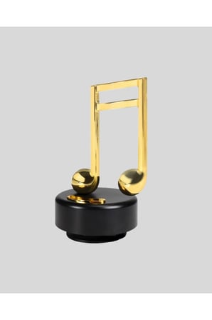 Altın Nota Figürlü Dönen Müzik Kutusu Dekoratif Music Box Yeni Nesil