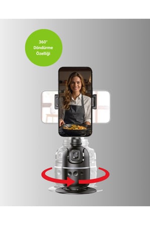 Yapay Zeka Destekli Yüz Takip Özellikli 360 Derece Dönen Masaüstü Telefon Sabitleyici Yeni Nesil