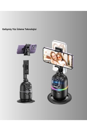 Yapay Zeka Destekli Yüz Takip Özellikli 360 Derece Dönen Masaüstü Telefon Sabitleyici Yeni Nesil