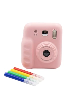 Çocuk Dijital Fotoğraf Makinesi Anında Baskı ve HD Video Kayıt Özellikli 5 kalem ve 4 rulo kağıt hediye