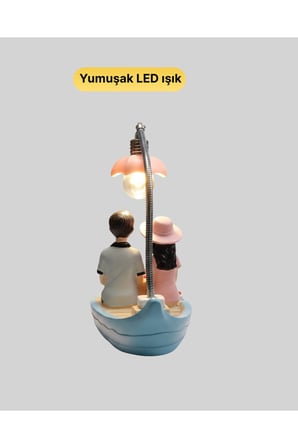 Romantik Sandal Üzerinde Çift Figürü LED Gece Lambası Masa Dekoru Yeni Nesil