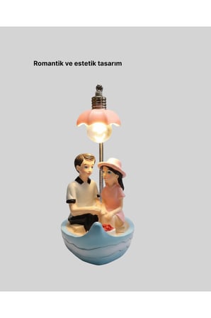 Romantik Sandal Üzerinde Çift Figürü LED Gece Lambası Masa Dekoru Yeni Nesil