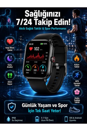 Akıllı Saat Wireless Şarj Yüksek Çözünürlüklü Müzik Dinleme Sesli Cevaplama Yeni Nesil