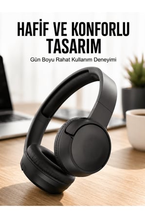 Kulak Üstü Kablosuz Bluetooth Kulaklık Gürültü Önleyici Uzun Şarj Süreli
