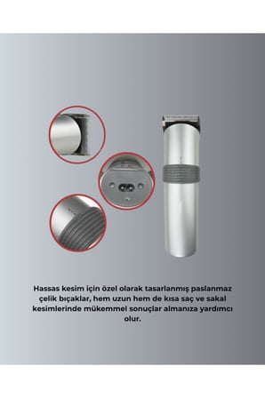 Profesyonel Erkek Tıraş Makinesi – Kablosuz, Paslanmaz Bıçaklı ve Tam Aksesuar