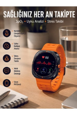 Akıllı Saat Müzik Dinleme Nabız Ölçer NFC ve GPS Uyumlu Sesli Asistan Yeni Nesil