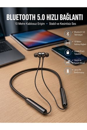 Dijital Göstergeli Kulak İçi Kablosuz Bluetooth Kulaklık Boyun Bantlı Yeni Nesil