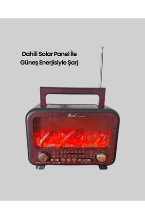 Taşınabilir Şömine Görünümlü Bluetooth Hoparlör – Solar Şarjlı, Alev Işıklı, 7W Ses