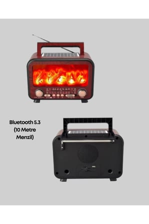 Taşınabilir Şömine Görünümlü Bluetooth Hoparlör – Solar Şarjlı, Alev Işıklı, 7W Ses
