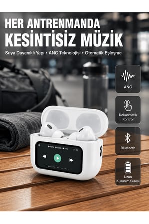 Otomatik Bağlantılı Bluetooth Kulaklık ANC Özellikli Su ve Ter Dayanıklı Yeni Nesil