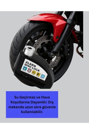 Çelik Gövdeli Alarm Disk Kilidi Motosiklet ve Bisiklet İçin Güvenlik Yeni Nesil
