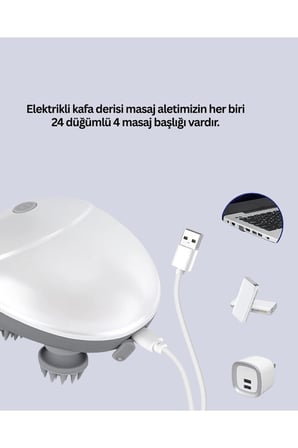 Elektrikli Kafa Derisi Masaj Aleti Islak ve Kuru Kullanım