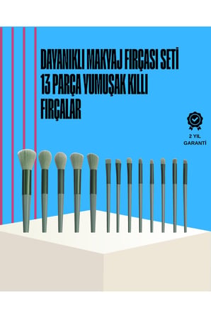 Taşınabilir Ergonomik Yapılı 13 Adet Fiber Kıllı Yüz ve Göz Makyaj Fırçası Seti