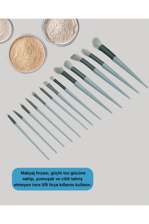 Taşınabilir Ergonomik Yapılı 13 Adet Fiber Kıllı Yüz ve Göz Makyaj Fırçası Seti
