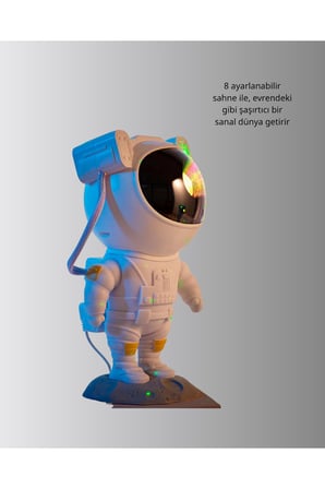 Astronot Yıldız Projeksiyon Lambası 8 Efektli Uzaktan Kumandalı Gece Işığı