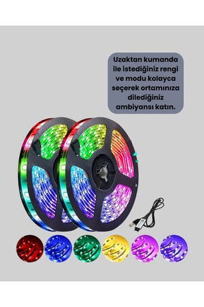 Kumandalı 5 Metre Şerit LED Dekoratif Aydınlatma