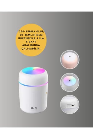 Taşınabilir Hava Nemlendirici – Renkli Işık ve USB Bağlantı