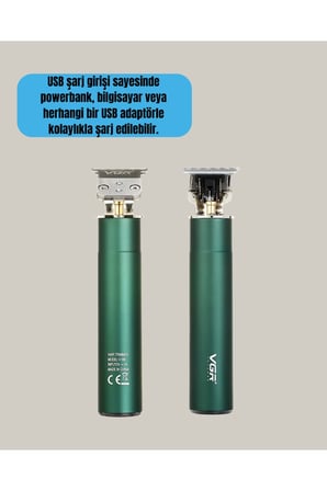 Paslanmaz Çelik Başlıklı Su Geçirmez Şarjlı Saç Kesme Makinesi