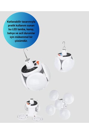 Güneş Enerjili Katlanabilir 5 Kanatlı Solar Bahçe Lambası
