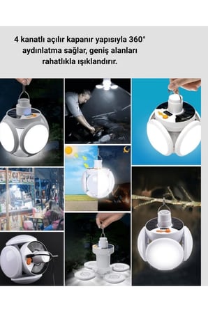 Güneş Enerjili Katlanabilir 5 Kanatlı Solar Bahçe Lambası