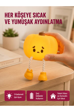 Pumpkin LED Night Light Dokunmatik Şarjlı Silikon Gece Lambası Yeni Nesil