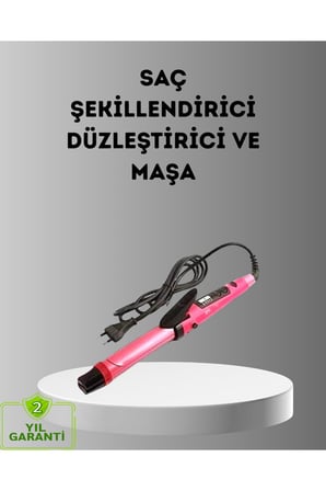 2’si 1 Arada Saç Düzleştirici ve Maşa – 5 Isı Seviyesi, Seramik Kaplama, Döner Kablolu Ergonomik Tasarım