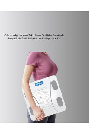 Akıllı Dijital Baskül – Bluetooth Bağlantılı, 8 Ölçüm Verili, Akıllı Vücut Analiz Tartısı