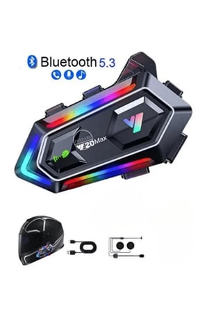 Yeni Nesil Bluetooth 5.3 Motosiklet Intercom RGB Işıklı 1000m Mesafeli
