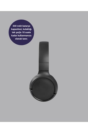 Bluetooth 5.0 Siyah Kablosuz Kulaklık 18 Saat Batarya Katlanabilir Tasarım Yeni Nesil