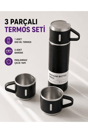 500 ml Vakumlu Termos – Çift Kat Paslanmaz Çelik, Sızdırmaz Kapağıyla Sıcak ve Soğuk İçeceklere Özel